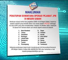 Untuk formasi cpns tahun 2021. Penutupan Sementara Jpn Negeri Sabah