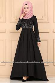 Modaselvim Abiye Fiyonk Kemerli Tesettur Abiye 8947w153 Siyah Elbiseler Elbise Modelleri Elbise