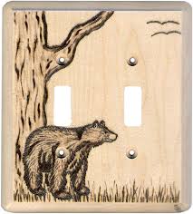 Bear In The Woods Light Switch Plates Outlet Covers Wallplates Wood Burning Patterns Wood Burn Spoons Wood Light