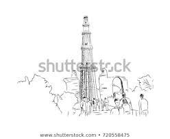 Sketch Of Qutub Minar New Delhi India In Vector Illustration Delhi India New Delhi Sketches