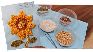 Salah salah trik agar anak anda menyukai mewarnai yaitu memberikan gambar kartun ataupun tanaman atau tokoh yang ia sukai. Caraku Membuat Kolase Bunga Matahari Dari Biji Bijian Youtube