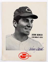 JOHNNY BENCH CINCINATI REDS JAMESWAY AUTOGRAPH