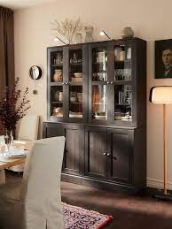 All illuminated by touch lights. Havsta Storage Combination W Glass Doors Dark Brown Ikea