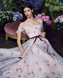 Marchesa On Instagram Off The Shoulder Embroidered Netted Tulle Gown With Draped Bodice And Velvet Ribbon Trim F Marchesa Fashion Tulle Gown Embroidered Gown