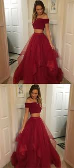 2 Piece Prom Dresses For Black Girls Two Piece Off The Shoulder Short Sleeves Black Prom Dress With Images Evening Dresses Prom Burgundy Prom Dress Red Prom Dress