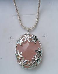Rose Quartz Silver Pendant Oval Stone Pendant Handmade Large Etsy Silver Jewellery Sets Modern Silver Jewelry Metal Clay Jewelry