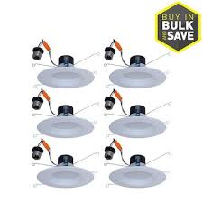 Utilitech 6 Pack Integrated Led 5 In Or 6 In 65 Watt Equivalent White Round Dimmable Recessed Downlight Lowes Com Downlights Recessed Lighting Kits Bathroom Recessed Lighting