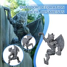 If you're looking to give your outdoor space a specific focal piece or just something with some visual interest, consider using water fountains, garden statues, gazing balls, sundials or garden gnomes. Buy Gargoyle Fence Topper Hanger Outdoor Wall Decor Detailed Hanging Garden Statue At Affordable Prices Price 17 Usd Free Shipping Real Reviews With Photos Joom