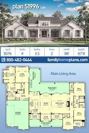 Farmhouse Style House Plan 51996 With 4 Bed 4 Bath 2 Car Garage Family House Plans House Plans Farmhouse Farmhouse Style House