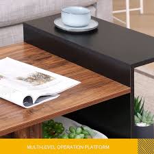 Large farmhouse style coffee table, square table, espresso brown top, distressed white base, wooden living room set with x style criss cross. Buy Homooi Industrial Square Coffee Table With Storage Shelves For Living Room Modern Wood Metal Center Table With 4 Open Large Storage Compartments 31 5 Walnut Black Online In Indonesia B08q3q928w
