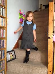 Millie In Her School Uniform Ready For First Day Of School Family School Uniform Outfits Cute Girl Dresses School Uniform