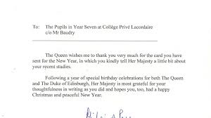 Les renseignement privés seront remplacés par des xxx. Les Eleves Du College Lacordaire Ont Recu Une Lettre De La Reine D Angleterre