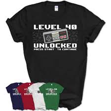Men's fit runs small, size up for a looser fit. Level 40 Unlocked 1980 Gamer 40th Birthday Gift T Shirt Teezou Store