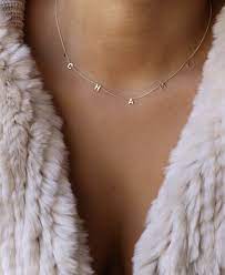 The Original Spaced Letter Necklace Small Diamond Bracelets Pear Shaped Diamond Necklace Silver Necklace Simple
