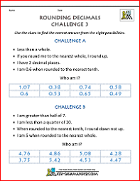 rounding decimals worksheet challenges