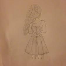 Meisje Getekend Van De Achterkant Mensen Tekenen Tekenen