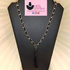 Black Faux Leather Tassel Necklace Leather Tassel Black Faux Leather Necklace