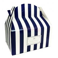 8,3 x 6,5 cm aproximadamente con diámetro boca: Caja De Carton Vacia De Color Azul Marino Y Blanco A Rayas