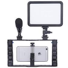 Yelangu Smartphone Video Rig Kit Phone Cage W Led Light Microphone Mount Pc100