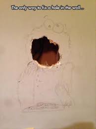 Fixing Hole In Wall Funny Pictures Funny Funny Photos