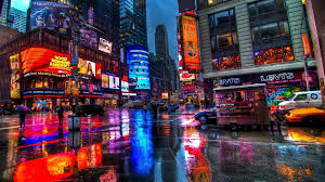 Wallpaper Reflection Manhattan Times Square New York Neon Sign Street In 2020 City Wallpaper New York Taxi Cityscape Wallpaper