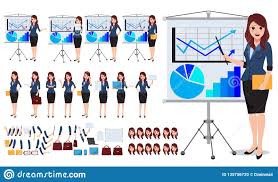 Female Business Character Vector Set Office Woman Talking