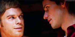 A fan, getting the extra treatment.... Michael C. Hall backstage at a “Lamb  Of God” concert.