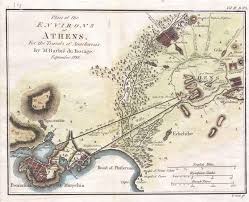 Vintage Map Of Athens Greece Ancient Athens Ancient Maps Vintage Wall Art