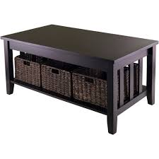 Finished in espresso, this attractive set of tables is just what your home is missing. Buy Winsome Wood Morris Coffee Table With 3 Storage Baskets Espresso Finish Online In Taiwan 22059782
