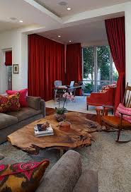 Decorating With Red Curtains In Your House Eclectic Living Room Eclectic Coffee Tables Living Room Red
