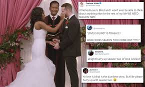 Twitter Users Go Gaga Over Dramatic Love Is Blind Finale And Beg For Season Two Daily Mail Online The reunion special is set to drop thursday, march 5 on netflix mark from love is blind reveals what you didn't see from his relationship with jessica. gaga over dramatic love is blind finale