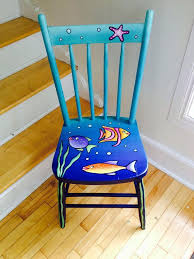 Fishywishy Hand Painted Chair Hand Painted Chairs Whimsical Painted Furniture Painted Chair