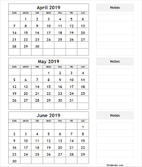 3 Month April May June 2019 Calendar 3 Month Calendar August Calendar June 2019 Calendar