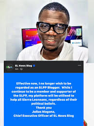 Allegations against a blogger's political affiliation