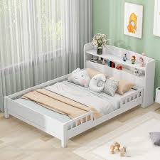 Full Size Wood Platform Bed With Built