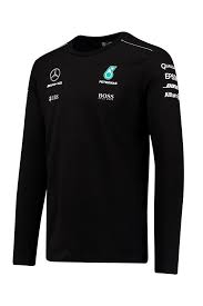 Mercedes Benz Amg Formula 1 Petronas Black Long Sleeve Drivers T Shirt T Shirt Top Mercedes Amg Black Tops