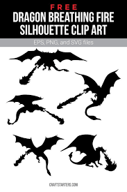 Download Free Dragon Breathing Fire Silhouette Clip Art Dragon Silhouette Silhouette Art Dragon Images SVG Cut Files