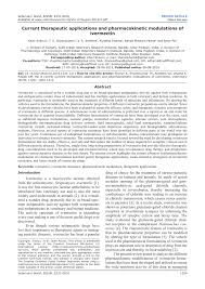 Pdf Current Therapeutic Applications And Pharmacokinetic Modulations Of Ivermectin