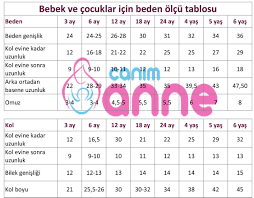 3 ay ve 6 yas arasi beden olcu tablosu beden olcusu orgu bebek