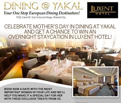 Mother's day in the philippines is celebrated by most people on the second sunday of may, despite a 1998 presidential decree to move it and father's day to the first monday of december. Celebrate Mother S Day At These Restaurants And Win An Overnight Hotel Stay Philippine Primer