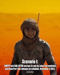 100 days until Dune Part Two! (?) Yesterday's Deadline article gave us some  possible scenarios for the release of the film. This is all speculation for  now until we hear from Legendary. #