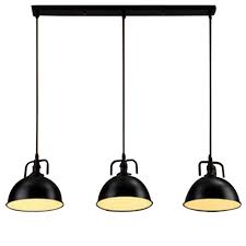 Niuyao Industrie Kronleuchter Metall Loft Kuppelform 3 Licht Hänge Pendelleuchten Schüssel Lampenschirm Innenbeleuchtung Retro Schwarz