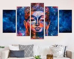 Buddha Face Wall Art , Spiritual Asian Canvas Print , Religion Buddhism ,  Decor for Living Room Bedroom , Meditation Poster for Yoga Studio