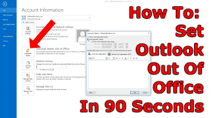 Oof/automatic replies in outlook 2016. How To Set Out Of Office In Outlook 2013 Youtube