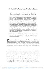 Check spelling or type a new query. Pdf Reinventing Entrepreneurial History