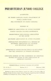 Select outstanding students · i am in. Presbyterian Junior College Catalog 1950 1951