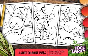 Click on the coloring page to open in a new window and print. Cute Cat Dog And Bear In Christmas Graphic By Jocularityart Creative Fabrica