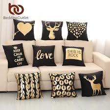 Black And Gold Couch Covers Bronzing Cushion Cover Gold Printed Black And White Pillow Cover Decorative Pillow Case S Black Decorative Pillows White Cushion Covers Black And White Pillows