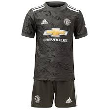 The classic white home kit has been paired with a lovely green and navy striped away shirt with a gold trim. Manchester United Away Kids Football Kit 20 21 Soccerlord