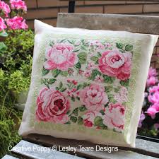 A modern cross bookmark design includes each of the fruits of the spirit. Lesley Teare Designs Delightful Pink Roses Cross Stitch Pattern